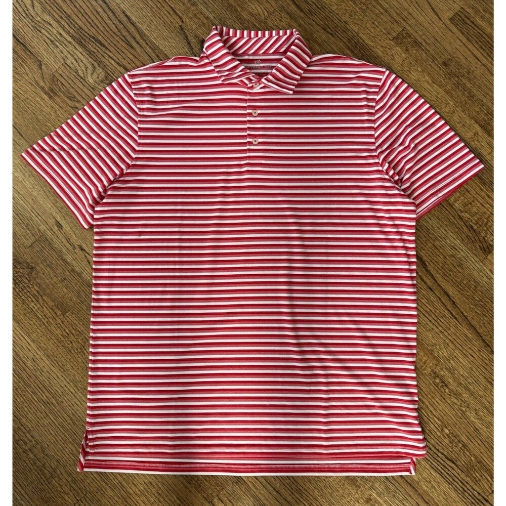 Southern Tide Mens SS Performance Tide 2 Trail Shirt Varsity Red Stripe - XL